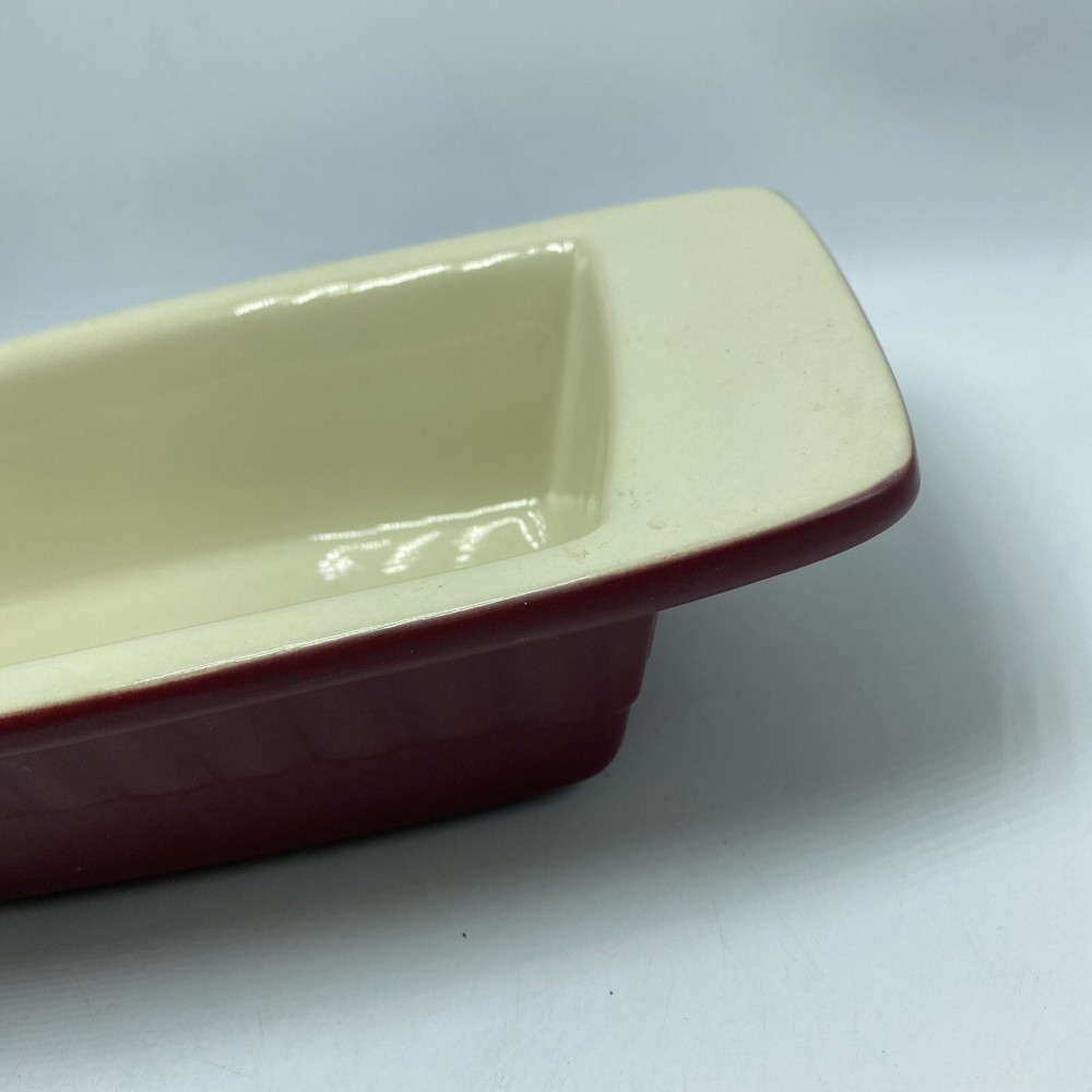 KitchenAid 1 Quart Loaf Pan Bread Casserole Dish Ceramic Stoneware Maroon Handle