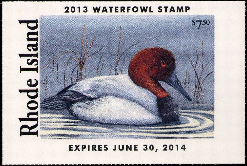 RHODE ISLAND  #25  2013 STATE DUCK STAMP CANVASBACK  By Lea Fabre