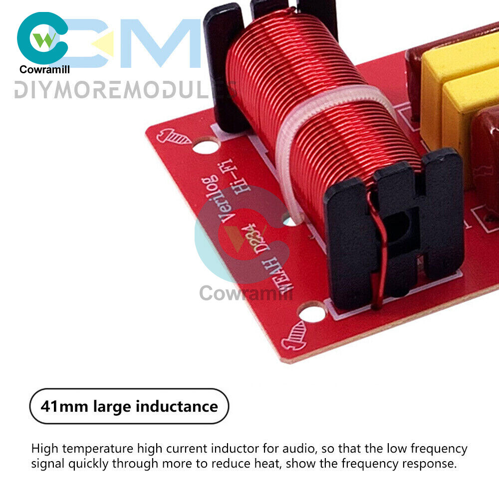 80W 2 Way Speaker Frequency Divider Audio High Low Crossover Filter 4-8 Ohms DIY