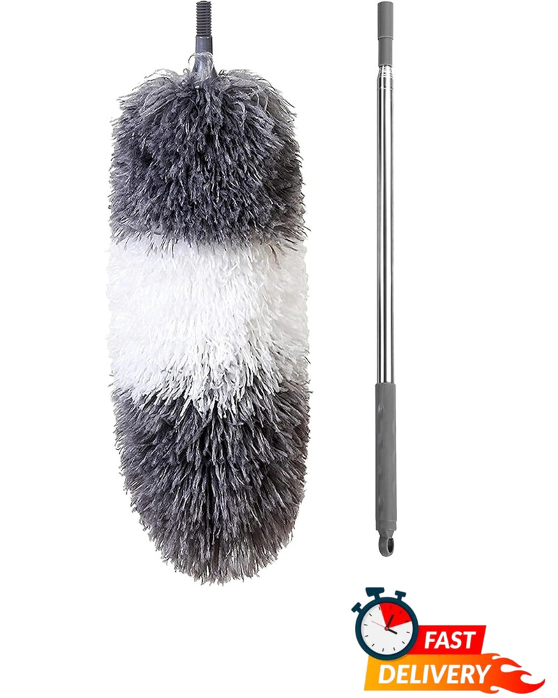 Microfiber Feather Duster Extendable Pole Bendable Head 100in Cleaning