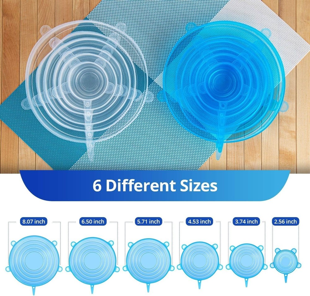 Multi-Size Silicone Stretch Lids - Dishwasher Safe Covers for All Containers