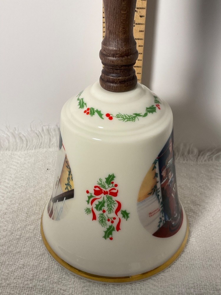 GORHAM 1987 Christmas bell Wooden handle 9”