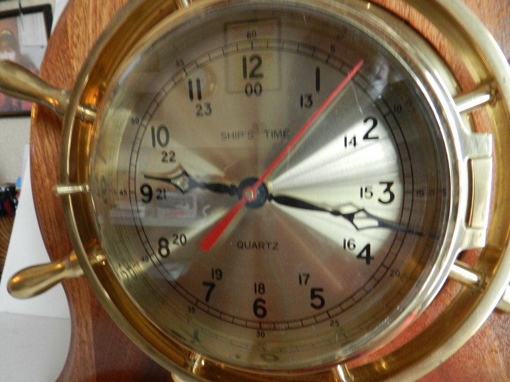 Brass Clock Ship's Time (Quartz) Mounted