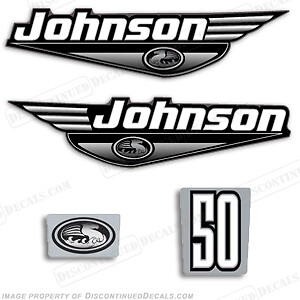 Fits Johnson 1999-2000 50hp Outboard Engine Decals - Black / Silver