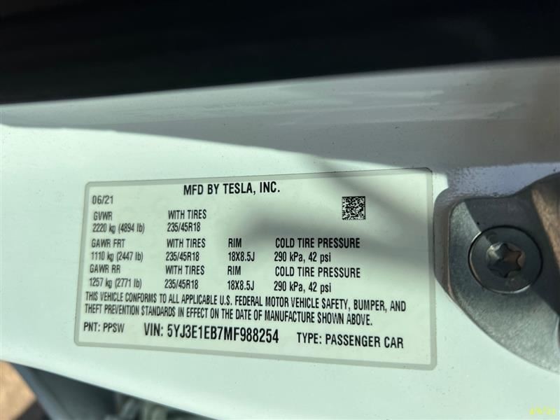 TESLA 3 2021 Camera/Projector 3235291
