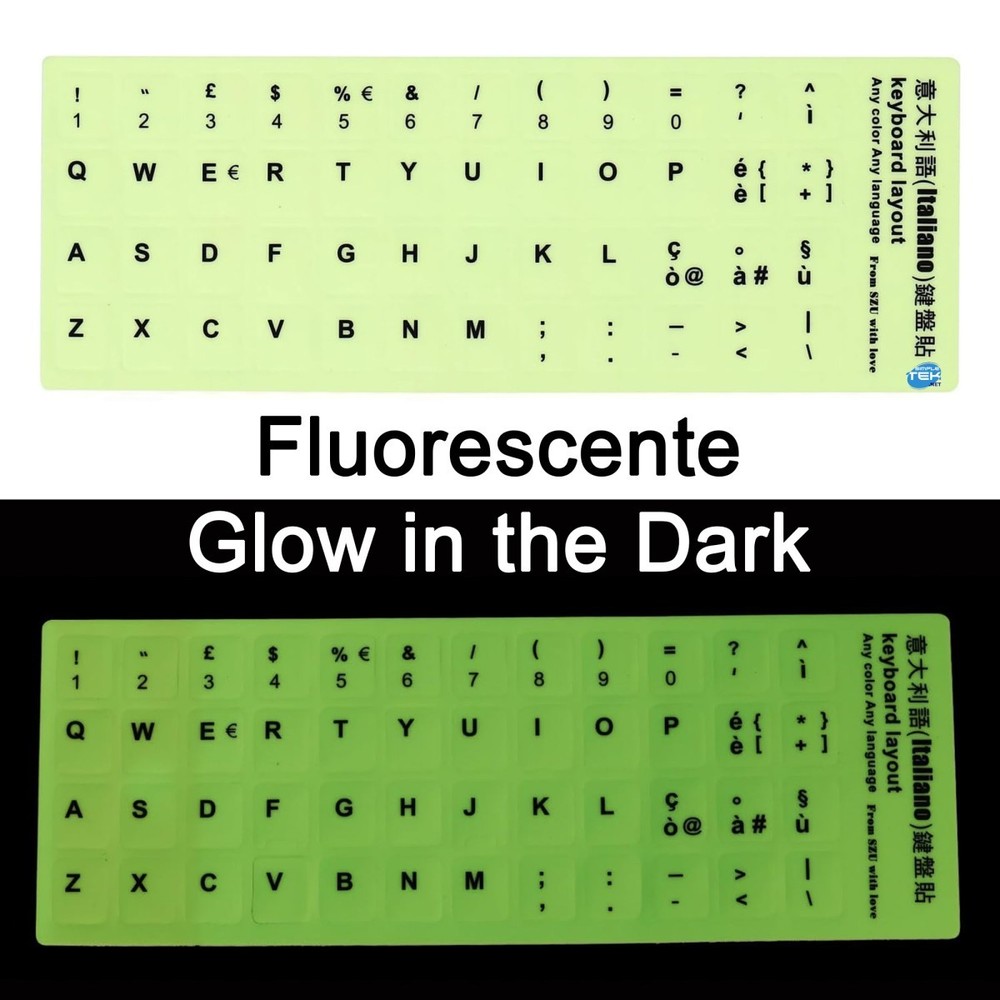 Fluorescent Keyboard Stickers Layout Qwerty Italian Letters Notebook PC_