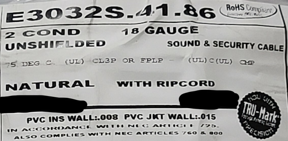 Carol E3032S 18/2C Stranded Control/Communications Cable Plenum White /100ft