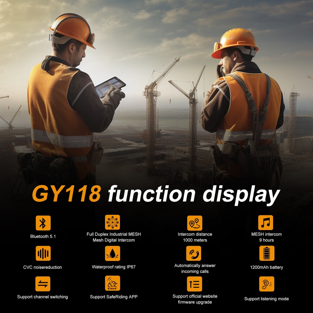 Full Deplux Mesh Bluetooth Intercom Headset Communication System for Industry