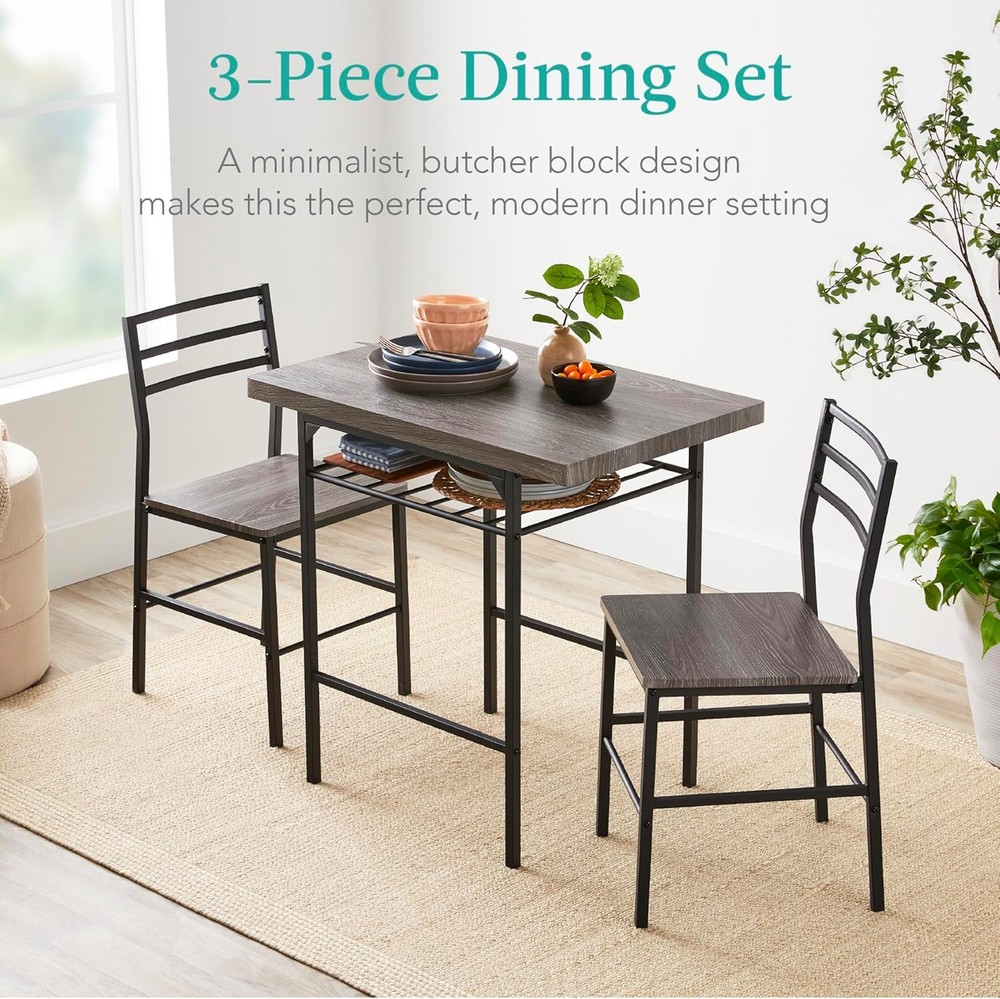 3-Piece Modern Dining Set Space Saving Dinette Kitchen Dining Room Small Space