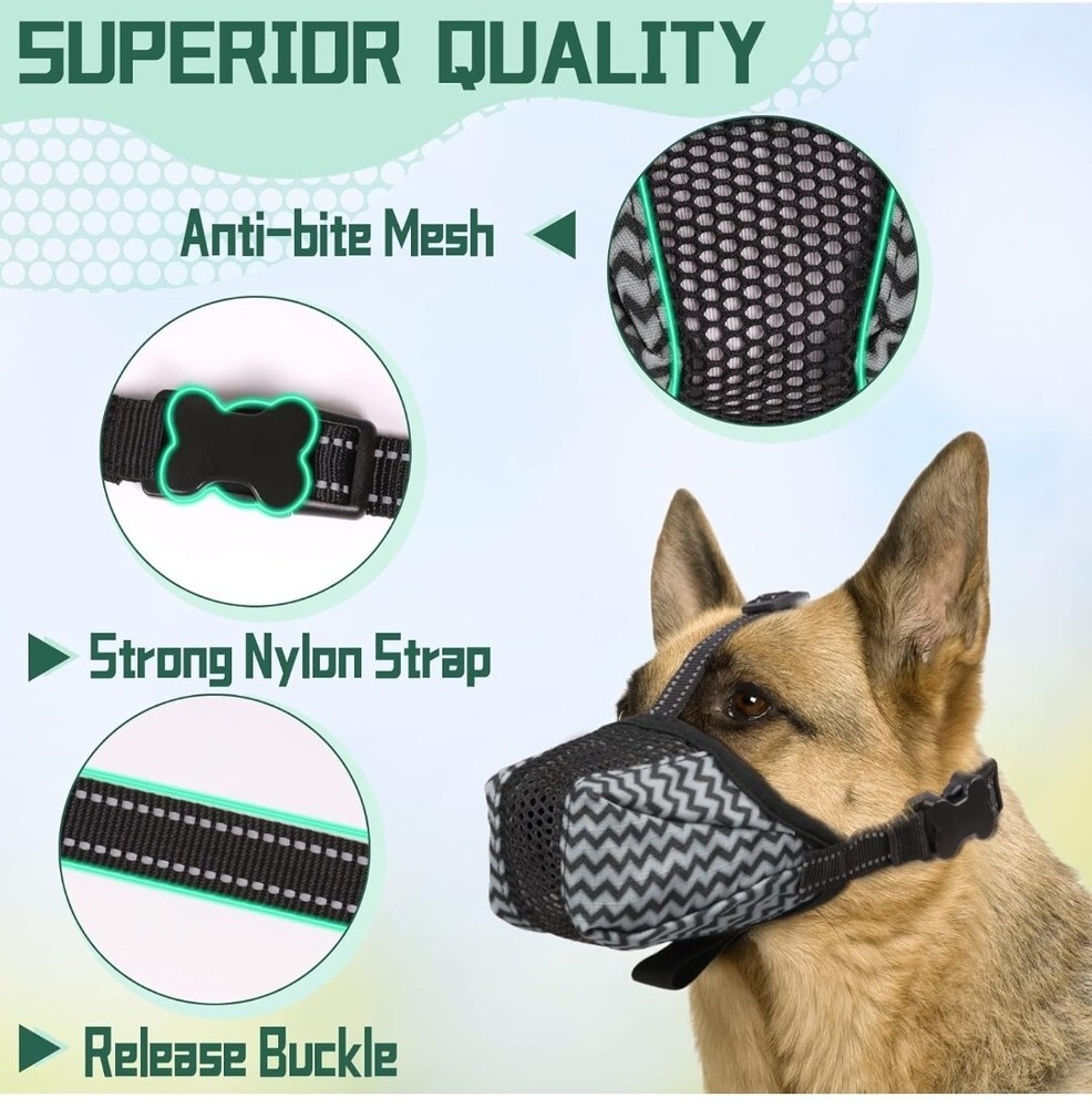 Dog Muzzle, Air Mesh Breathable Muzzle for Medium/Large Sized Dogs