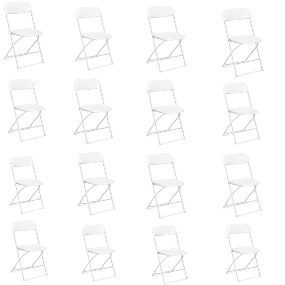 16 Pack Plastic Folding Chairs Stackable Commercial Seat with Steel Frame