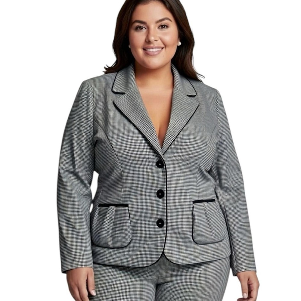 LINDOR Houndstooth Black & White Blazer - Size 16