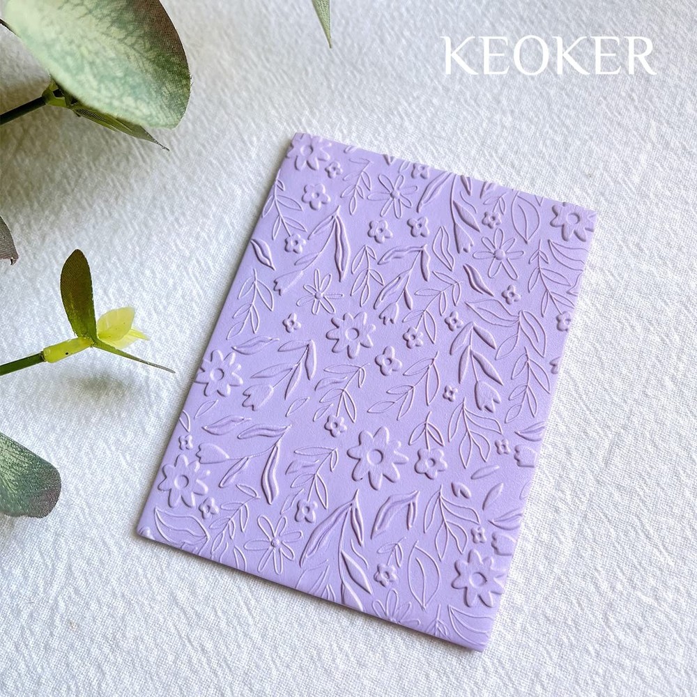 Keoker Polymer Clay Texture Sheets, Mat for Making Floral A
