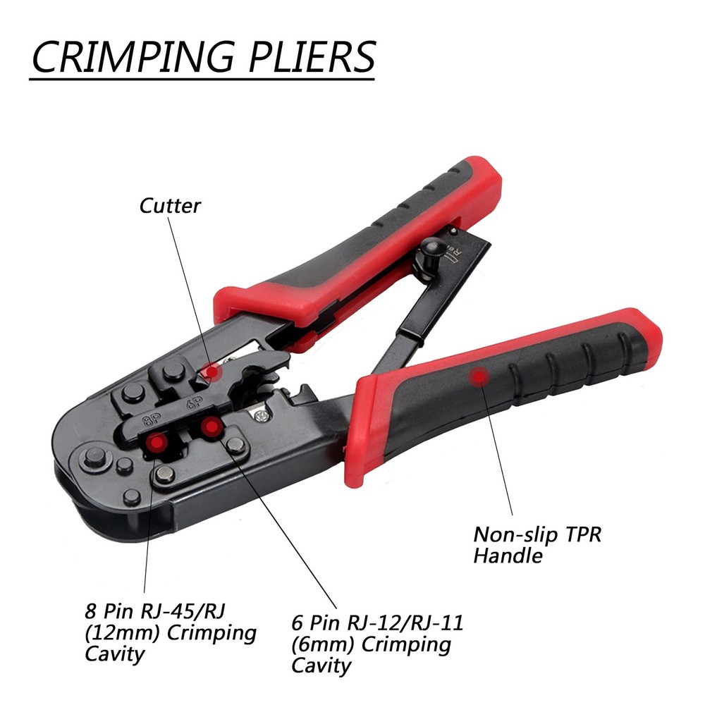 Network Tool Kit Professional Coax Crimper Tool Kit Coaxial Compression Strip...