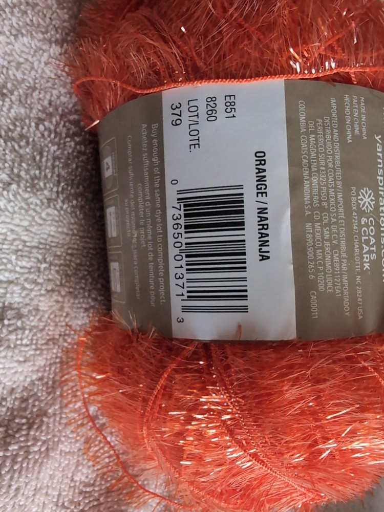 Red Heart SCRUBBY SPARKLE Yarn Polyester. Orange