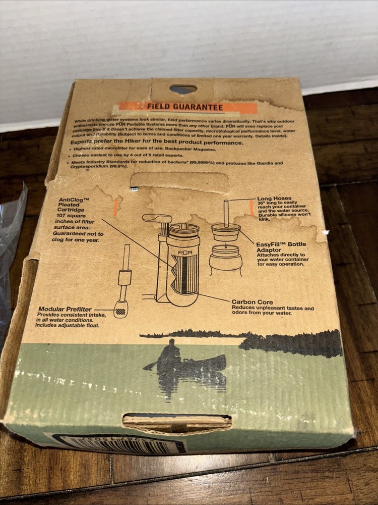 NEW PUR Hiker Microfilter Water Filter Performance Level 2 + Extra Filter Read