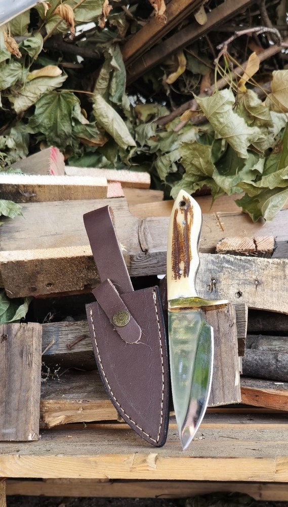 Custom Handmade Fixed Blade Skinner knife - Stag Handle Tactical Hunting EDC