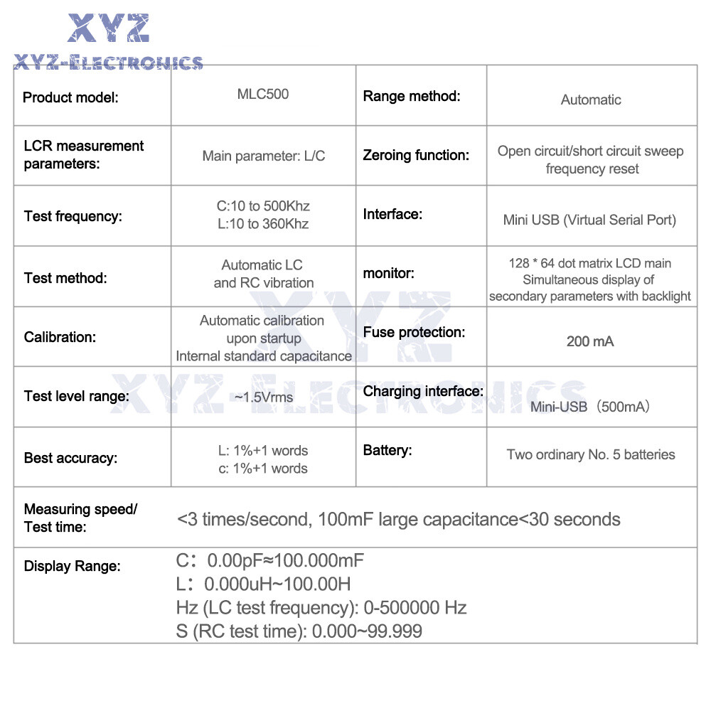 MLC500 Auto Range LCR Capacitance Inductance Meter Digital Capacitance Tester