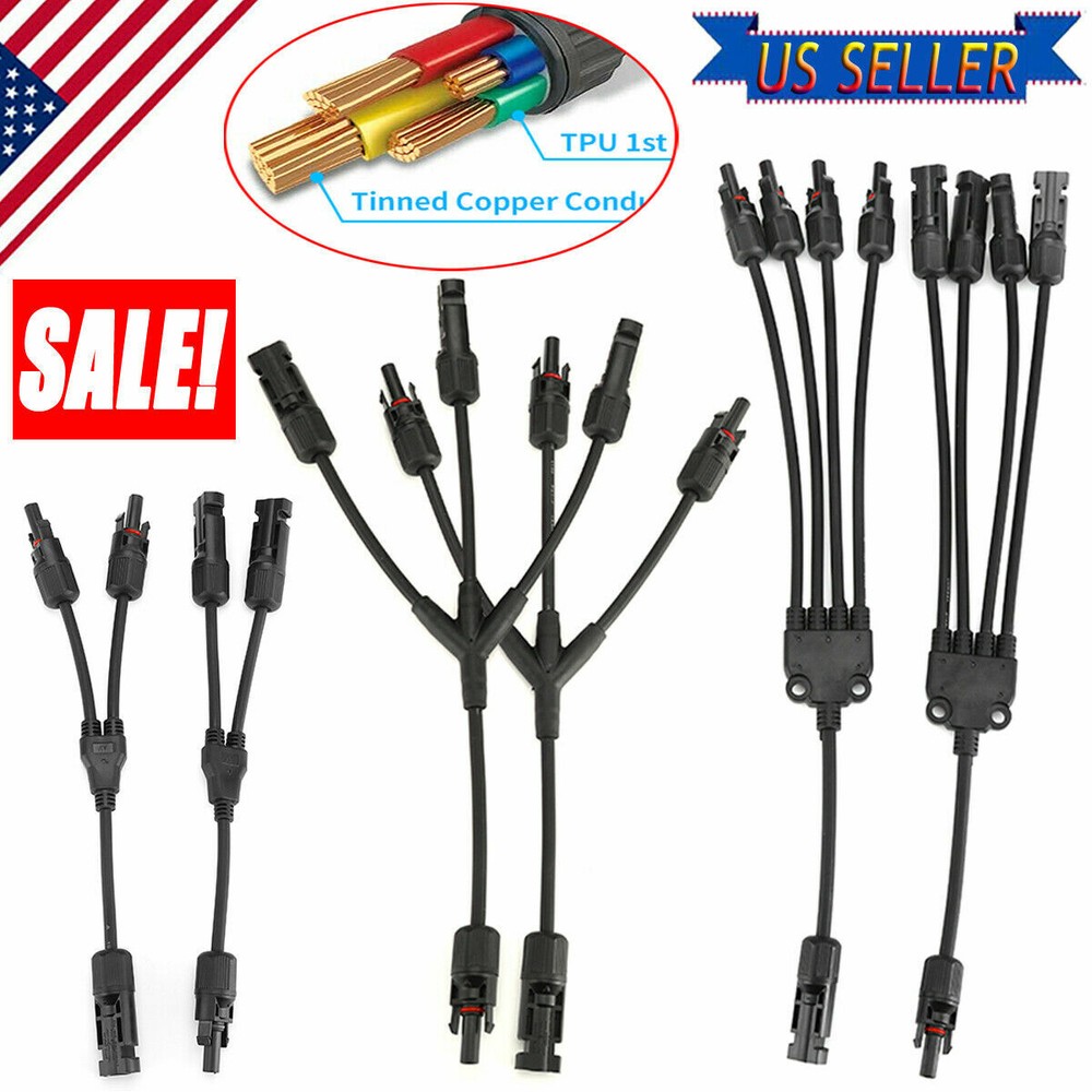 Solar Panel Y Branch Cable Connection Waterproof Adapter Connector Extension