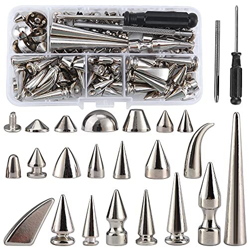 80 Sets Mixed Shape Spikes and Studs Assorted Sizes Spike Studs for Clothing ...