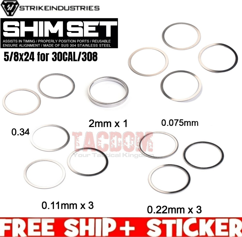 Strike Industrie Barrel comp Timing Alignment Shims Clock Kit 5/8x24 30cal SS