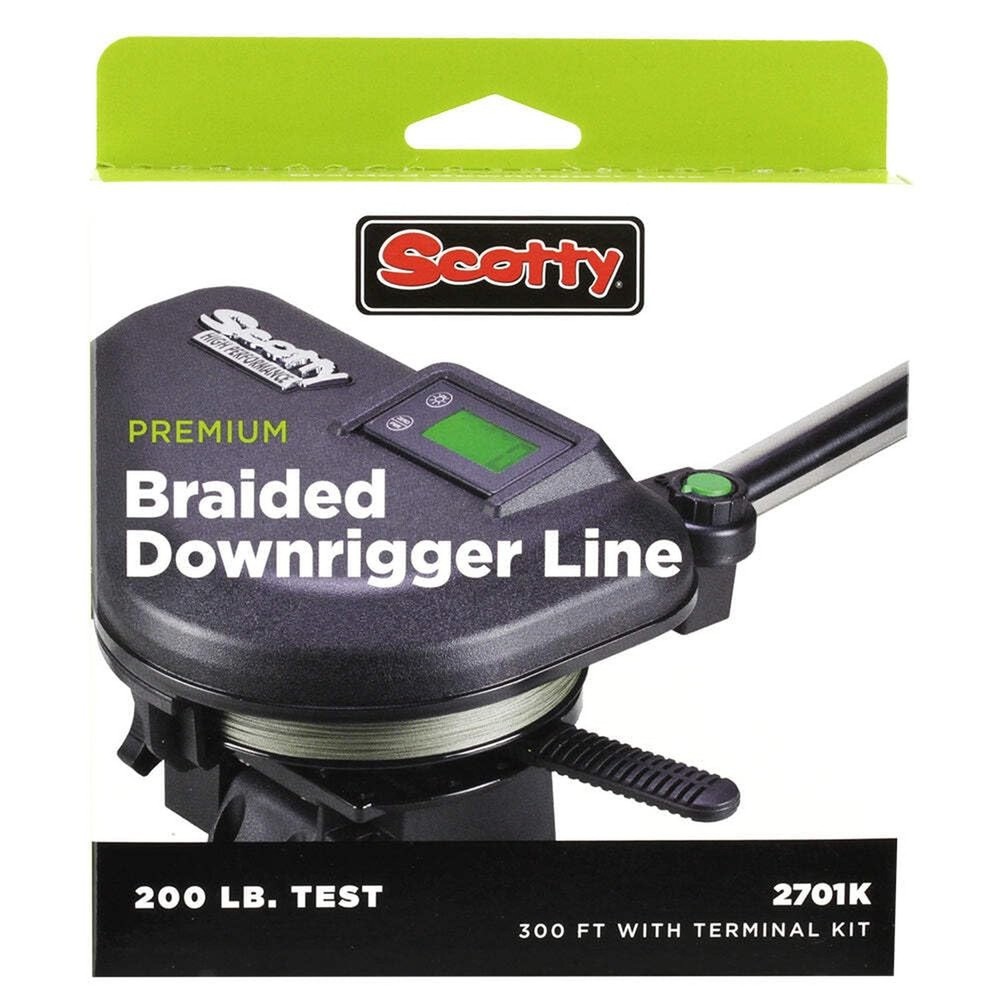 Scotty Power Braid Downrigger Line 200-Pound Test/300-Feet Spool with Kit Black