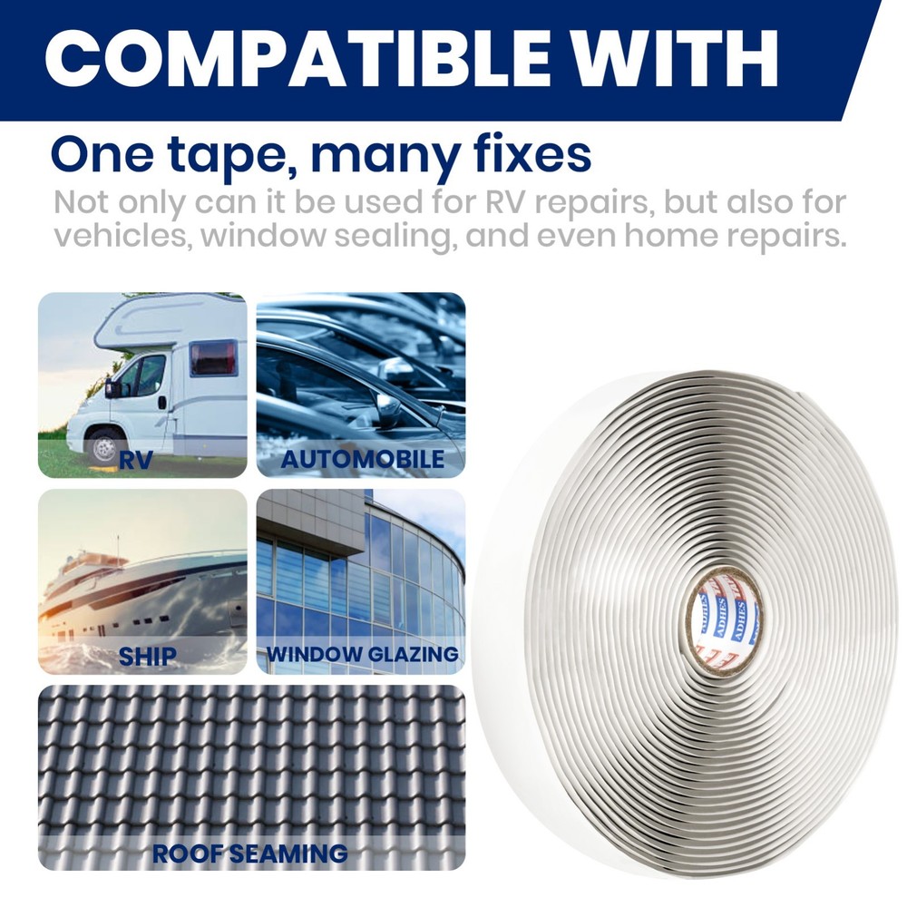 Butyl Sealant Tape 3/4" x 30 'x 1/8" White Butyl Rubber Sealant Tape