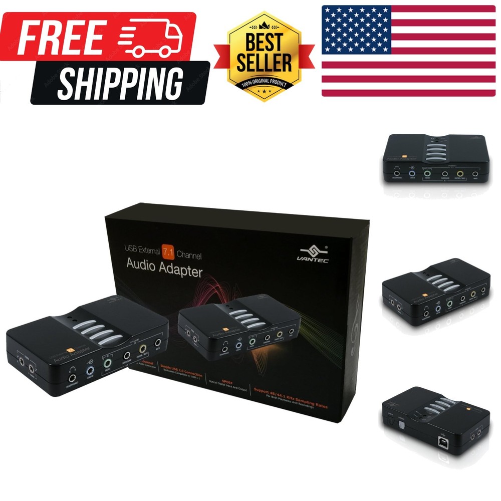 USB External 7.1 Channel Audio Adapter Black