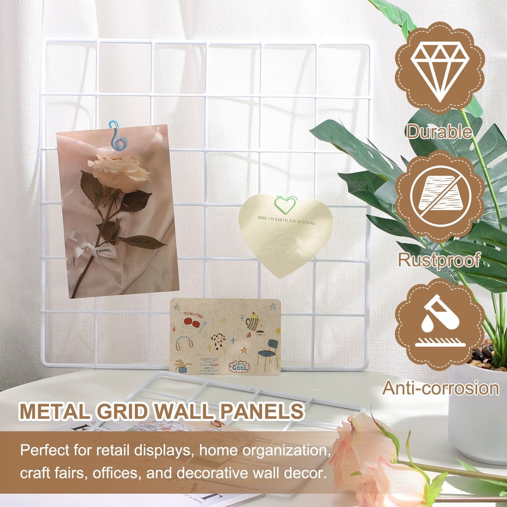 Grid Wall Panels, 13.8" x 13.8" Display Holders Hanging Frame, White