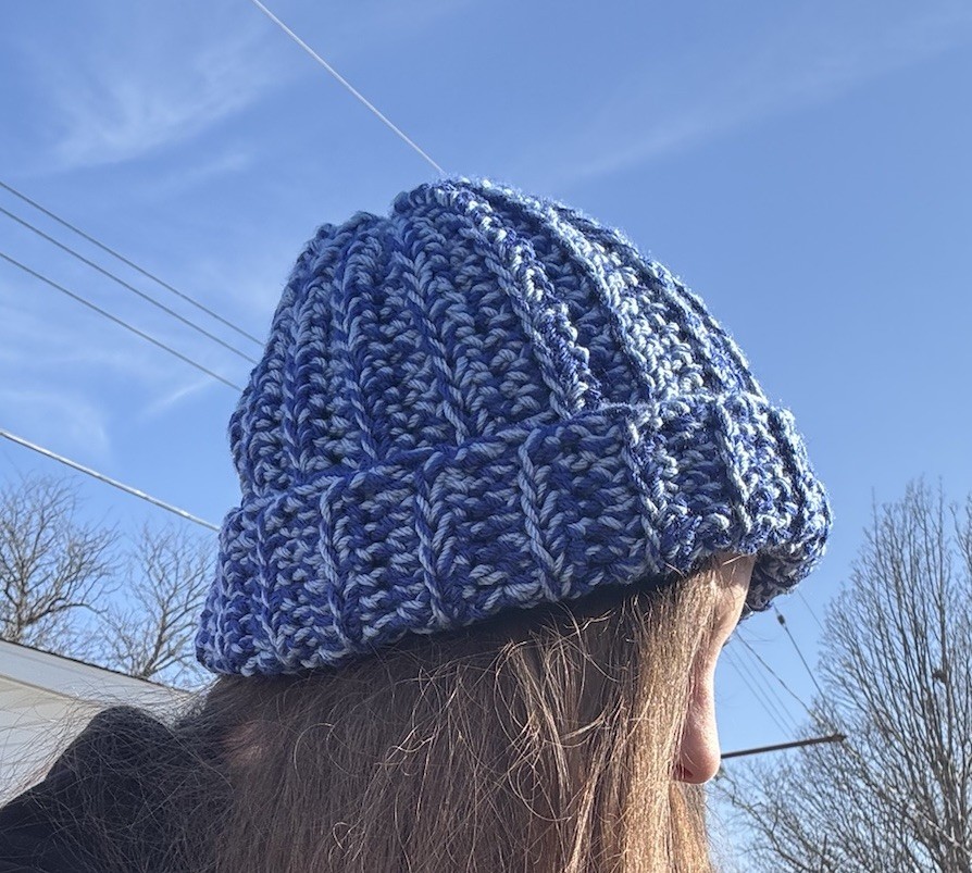 Handmade Crochet Beanie - Royal & Mid Blue