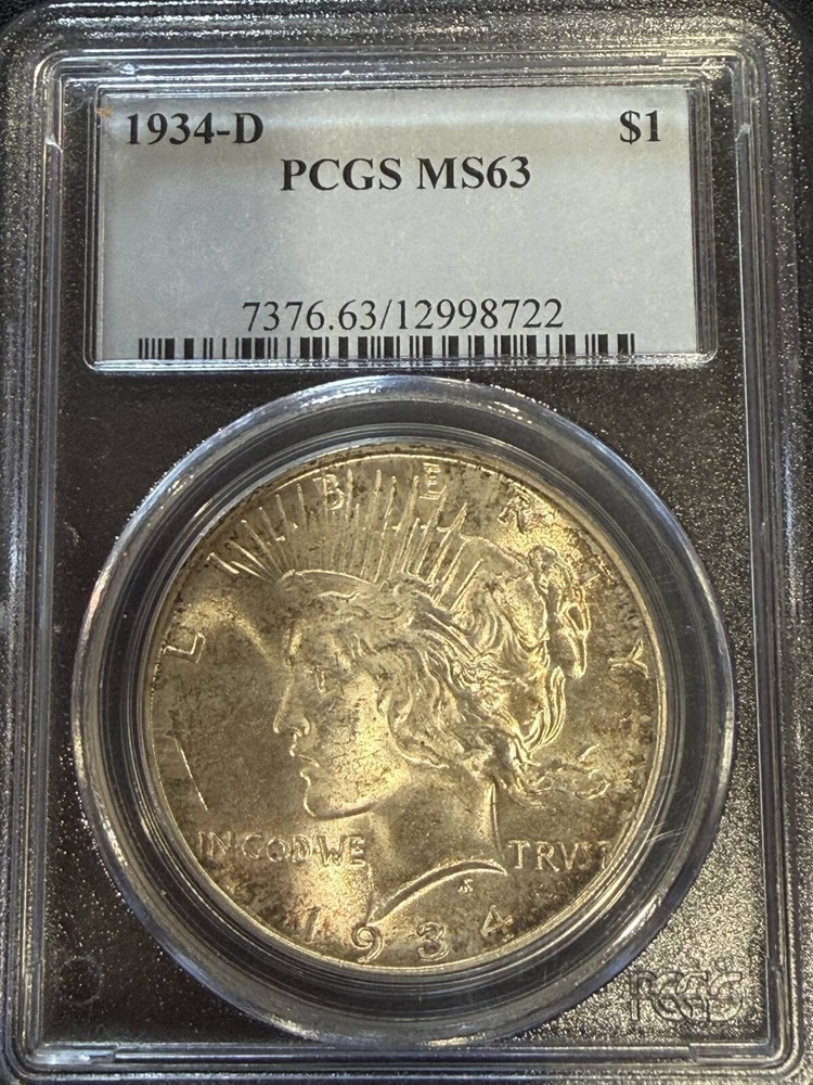 1934 D Peace Silver Dollar PCGS MS-63