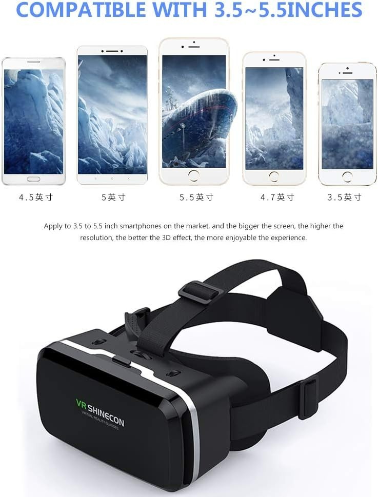 HD Virtual Reality Headset w/Controller/Gamepad,VR Headsets for iPhone/Androi...