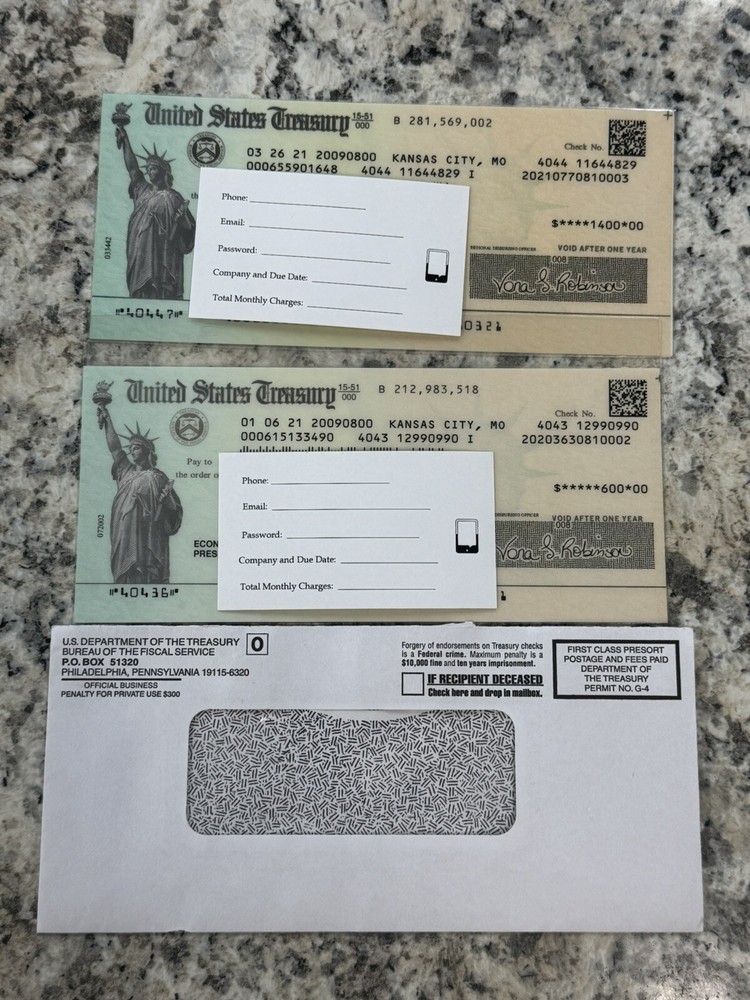 2020 Economic Impact Stimulus Check Donald Trump Check Cashed Void 2 CHECKS