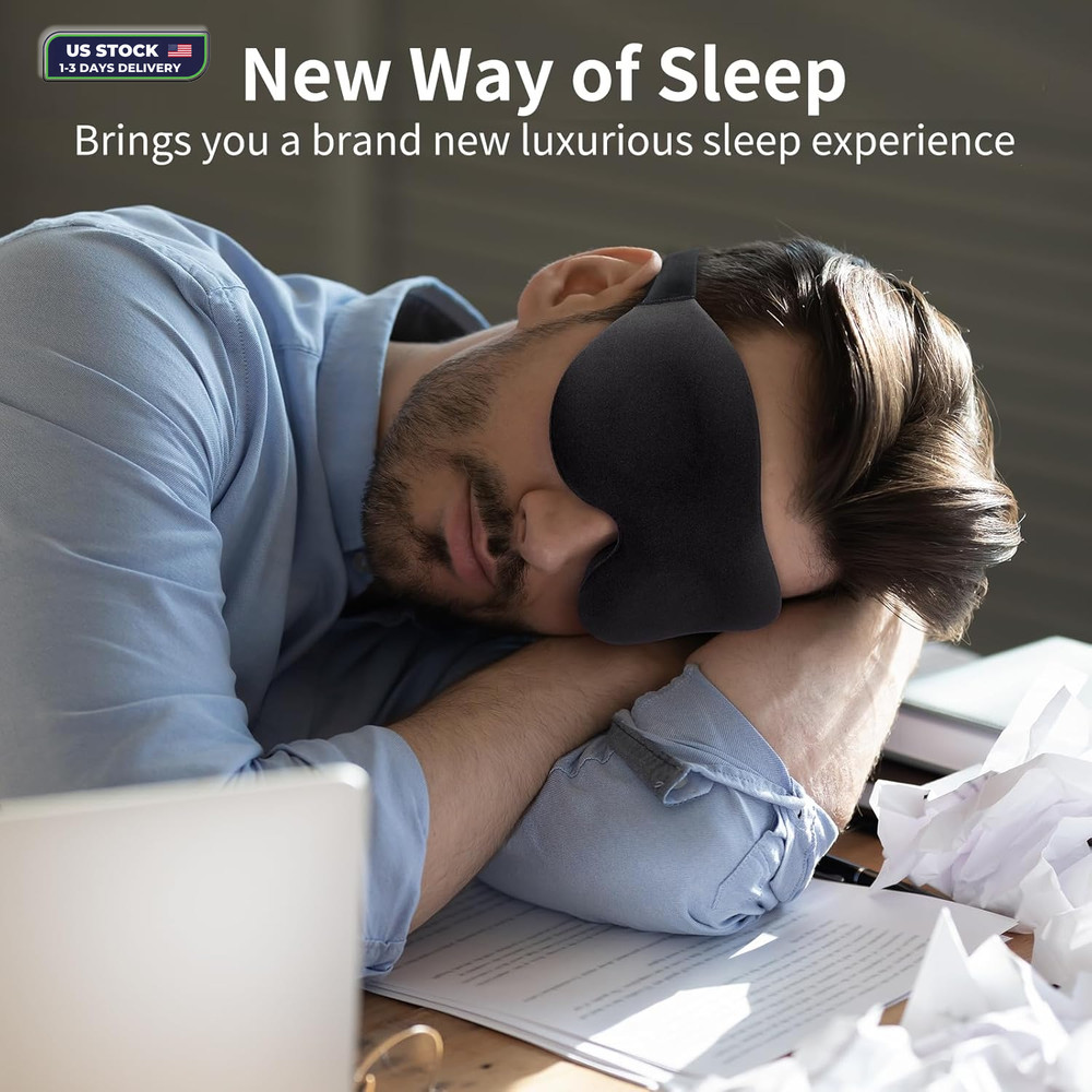 Sleep Eye Mask for Side Sleeper Men Women 3 Pack: 100% Blackout 3D Sleeping Mask