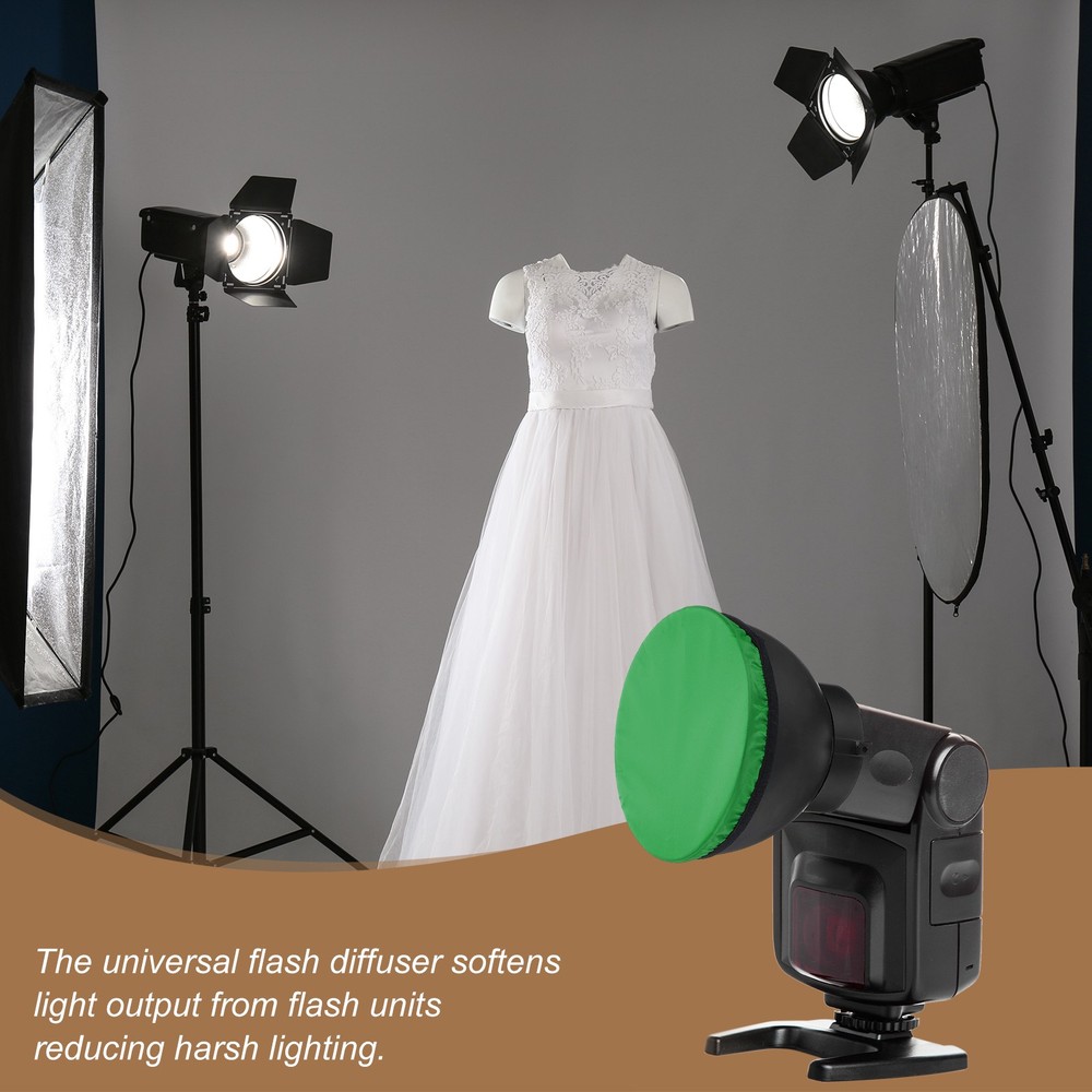 5pcs 6.3" x 6.3" Soft Mini Flash Bounce Diffuser Cap, for Flashlight, Green