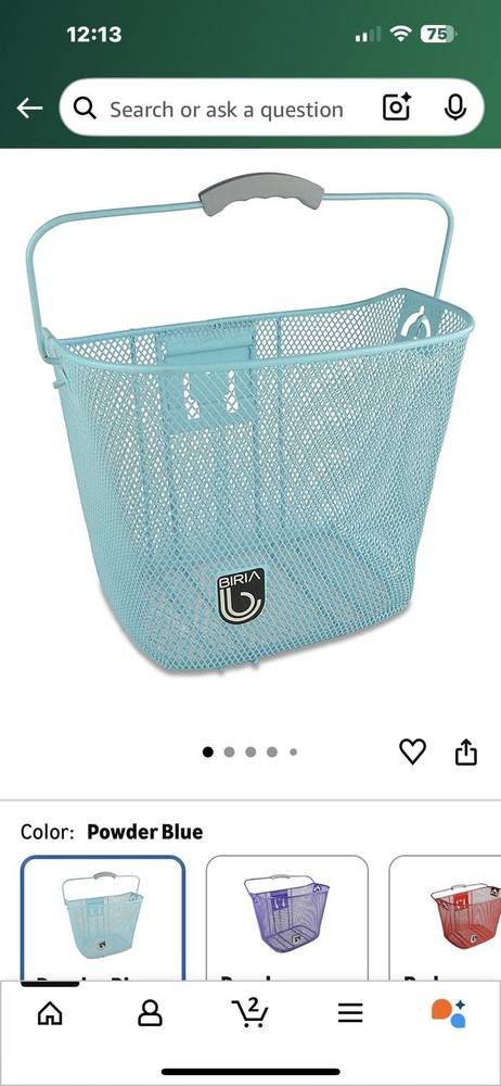 BIRIA Bicycle Basket with Quick Release Universal Bracket, Front Quick Release B