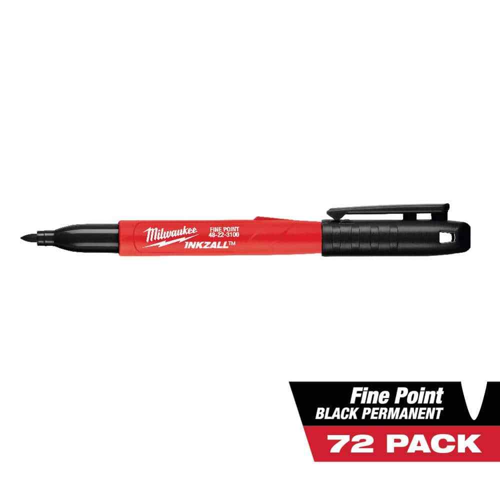 Jobsite Permanent Marker Black 72-Pack Fine-Point W/ Hard Hat Clip Construction