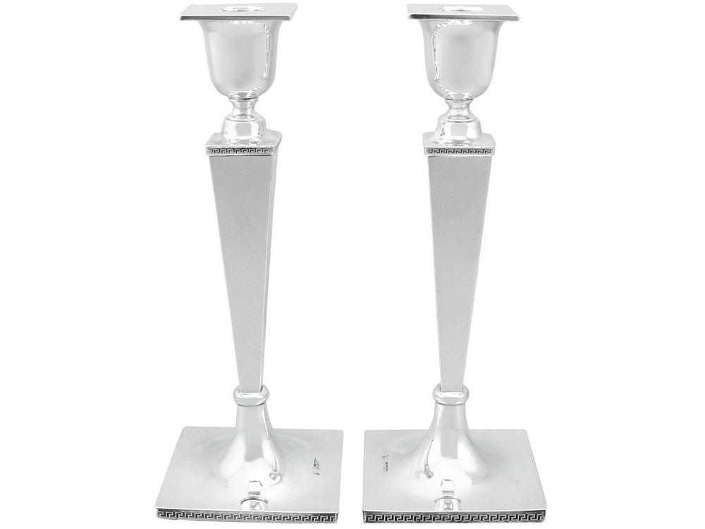 Sterling Silver Candlesticks - Antique George V (1925)
