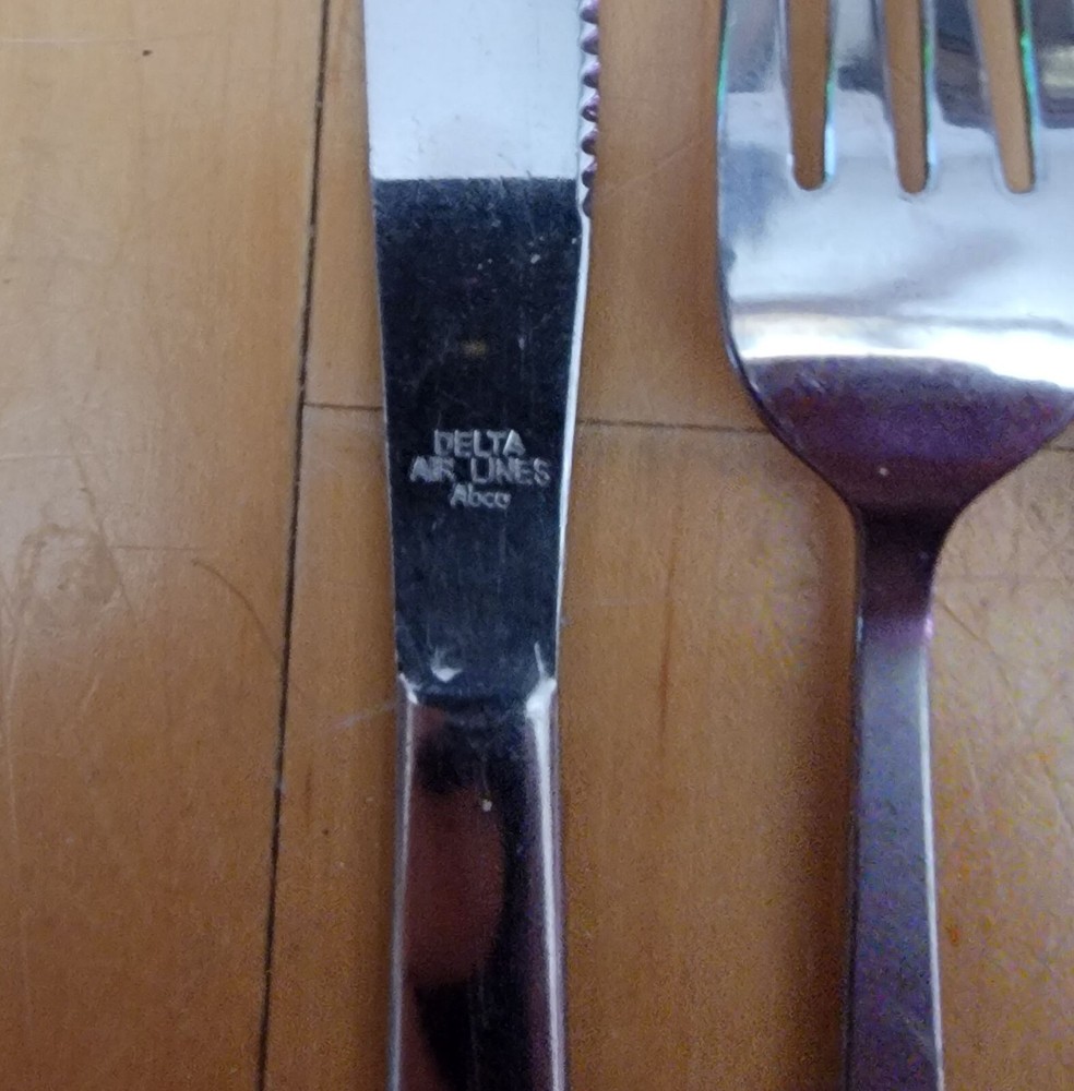 DELTA AIRLINES - FLATWARE - COACH CLASS - KNIFE, FORK, SOUP SPOON, SPOON