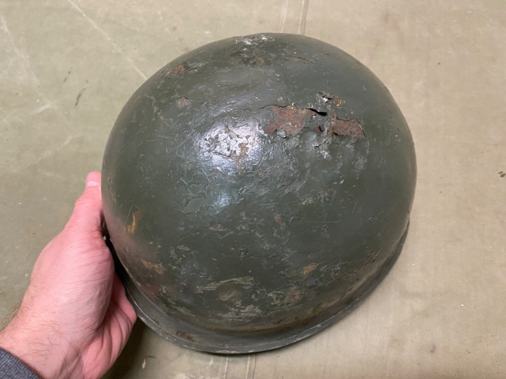 ORIGINAL WWII US ARMY M1 HELMET SHELL, FRONT SEAM