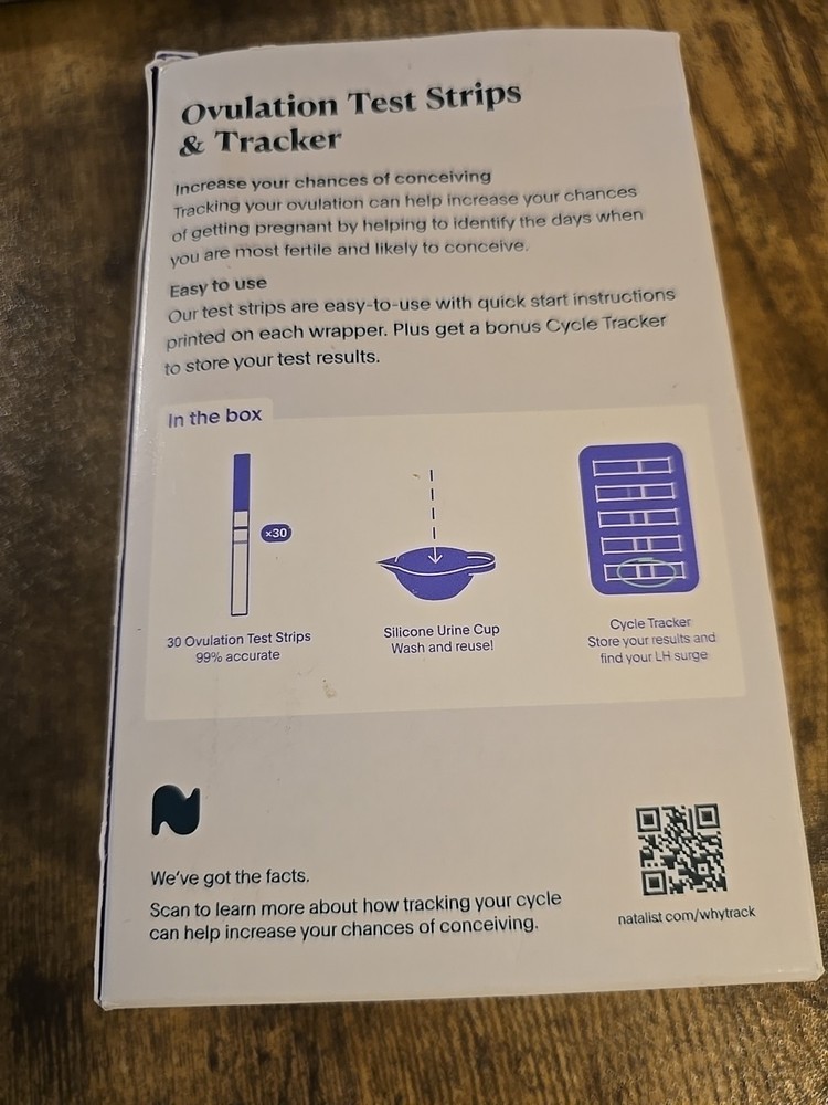 Natalist Ovulation Test Strips & Tracker Kit 30Ct With Test Cup Exp 11/2026