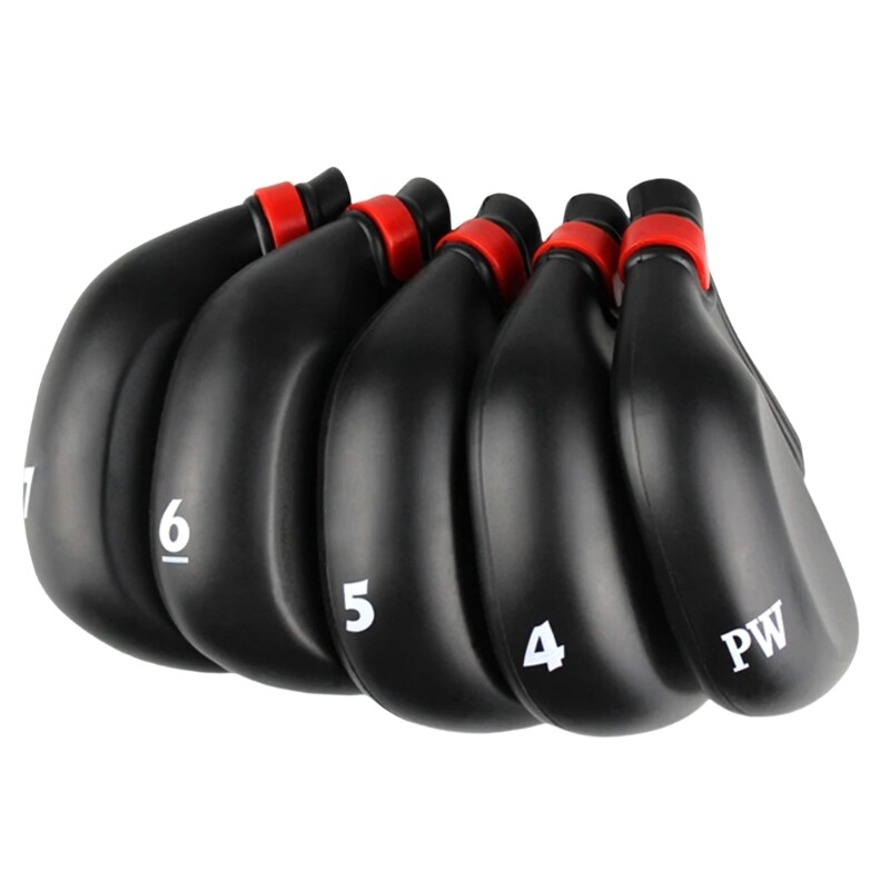 9Pcs Waterproofs Golf Iron Head Cover with String Rod Head Cases Golf Accessory