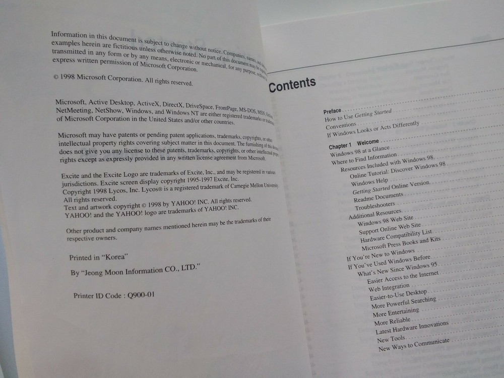 MICROSOFT Windows 98 Guide Getting Started Original OEM 1998 Manual Book