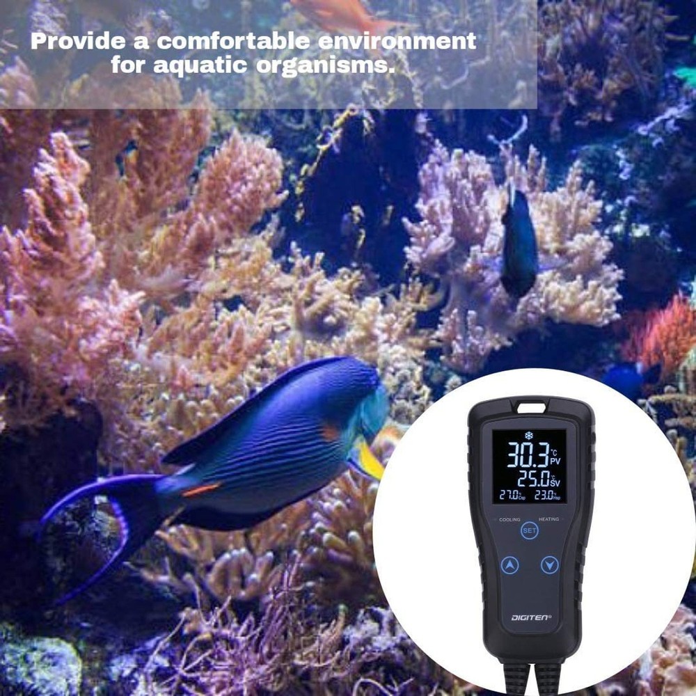 Digital Temperature Controller 2-Stage Thermostat Outlet Heating & Cooling Mo...
