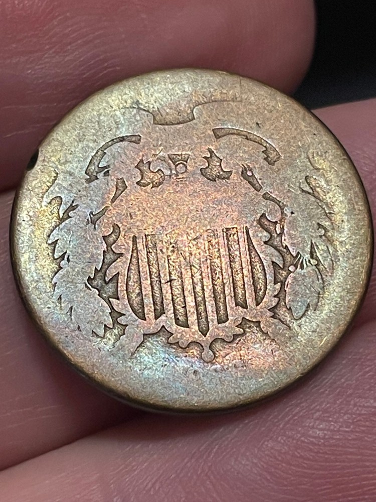 1866 Two 2 Cent Piece- Lowball, About Good Details, Toned
