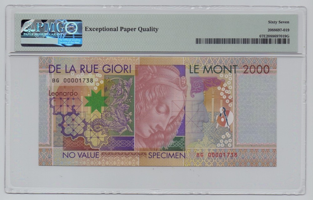 Da Le Ru Giori (CHE), 2000, Test Note – PMG 67