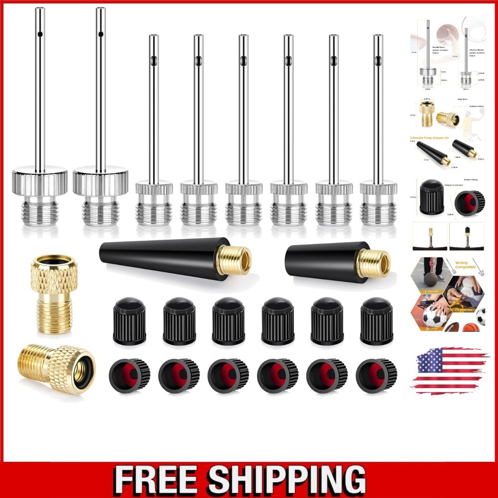 Complete Inflating Solution: Heavy Duty Needles, Adapters & Nozzles - 24 Pcs