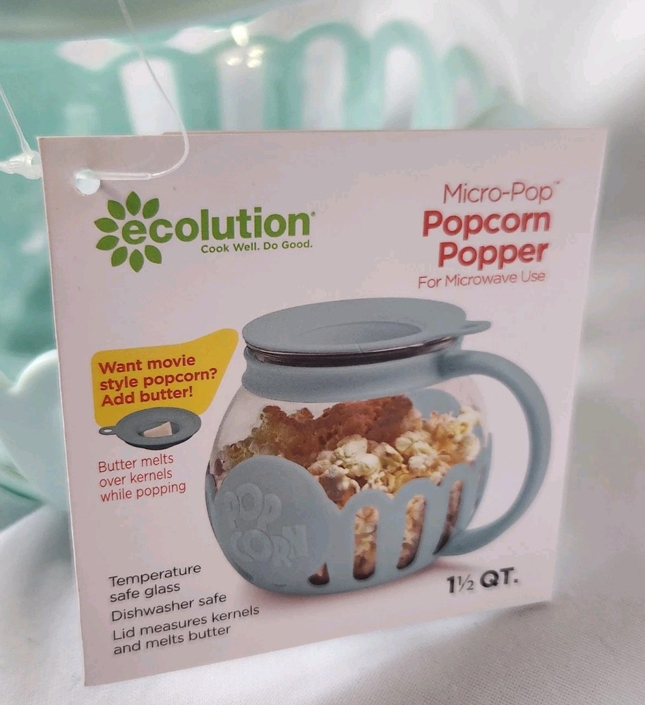 Ecolution Patented Micro-Pop Microwave Popcorn Popper wth Temperature Safe Glass