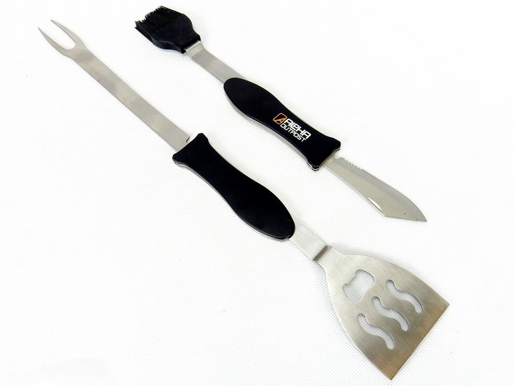 Camp Cooking Multi-Tool Utensil Set, Alpha Outpost, Spatula, Fork, Basting Brush