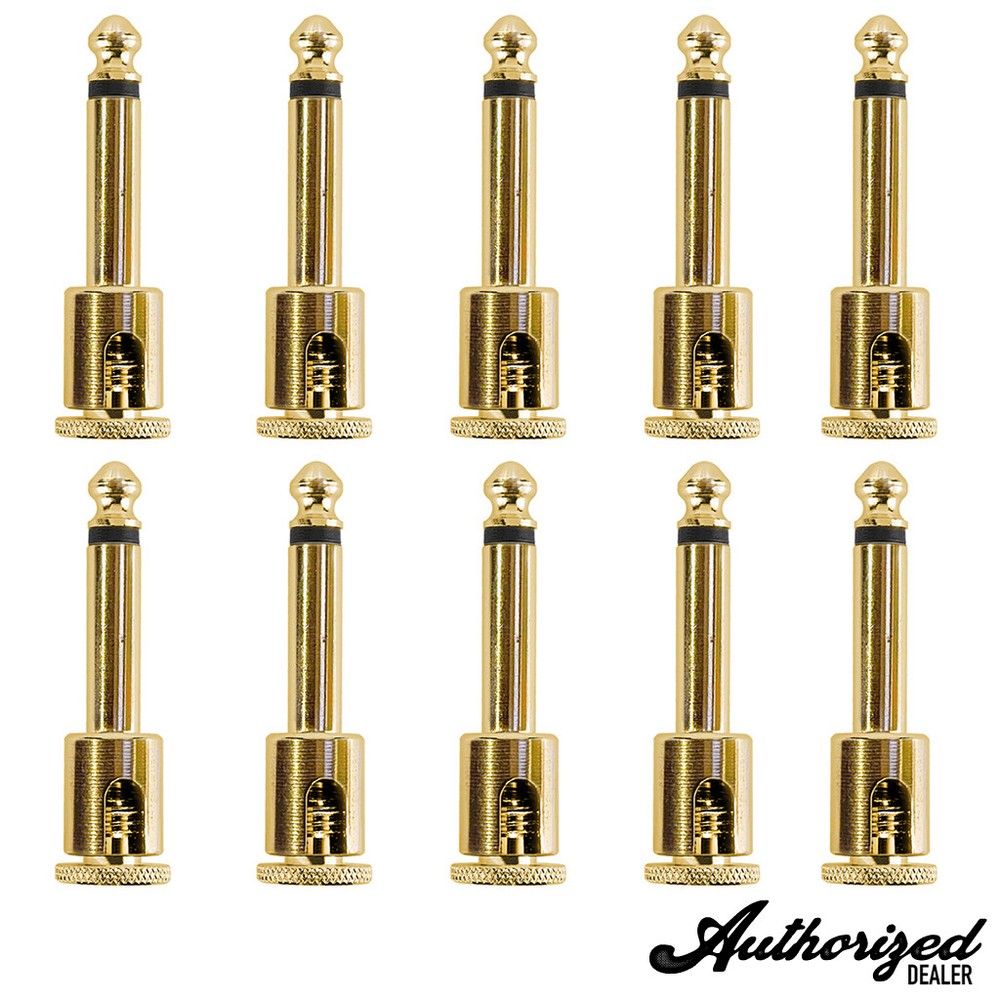 (10 Pack) George L's .155 Right Angle Solderless Cable Brass Unplated Plugs
